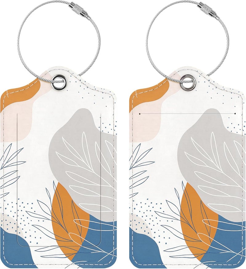Chelmon Luggage Tags for Suitcases, 2 Pack Cute PU Leather Luggage Tag TSA Approved with Stainless Steel Loop and Address Card Baggage Tag for Travel&Hotel Stays&Cruise Ships&Shipping and Mailing - Image 1